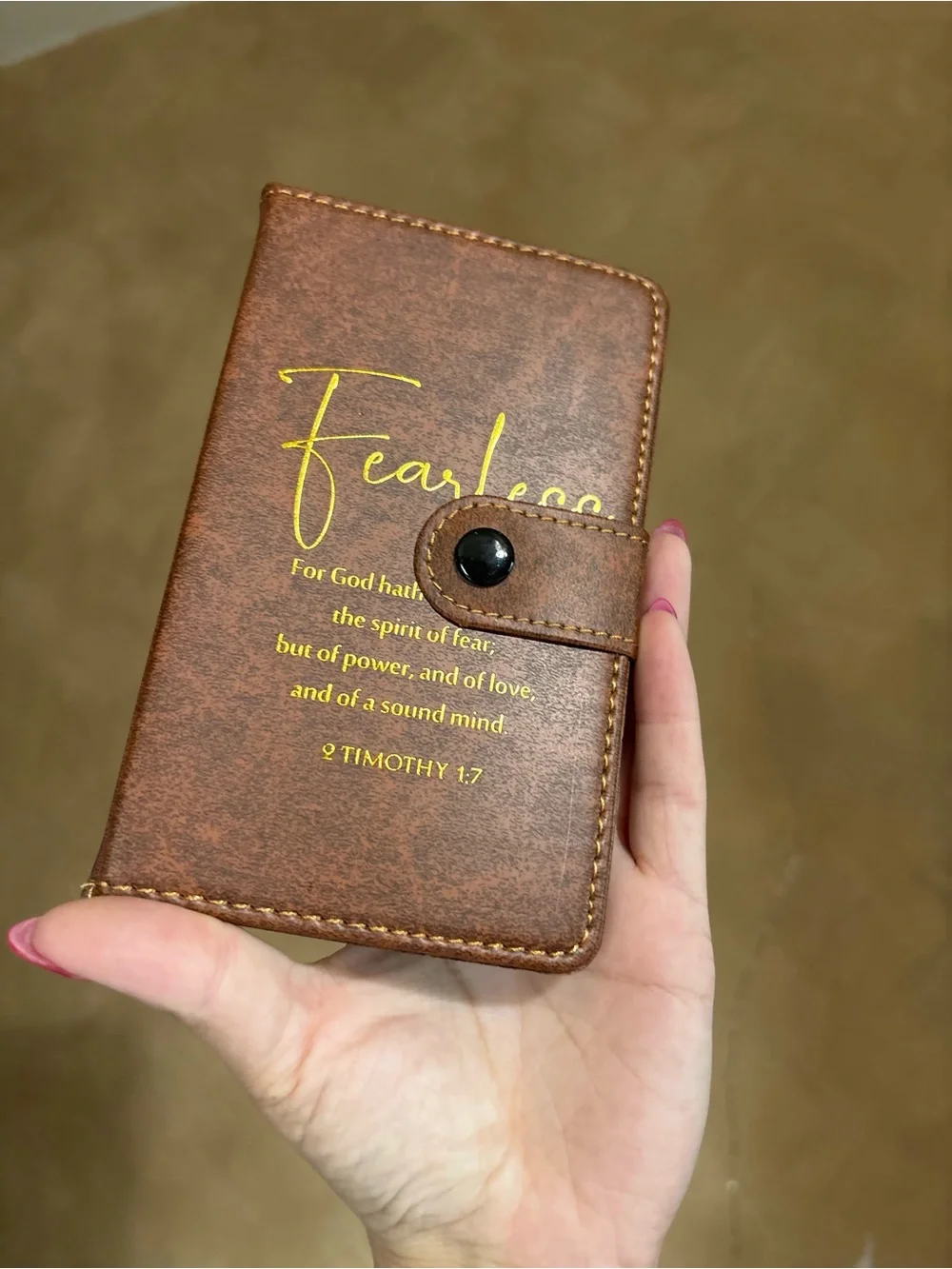 Bible Verse “Fearless” Journal Brown Faux Leather Brand New